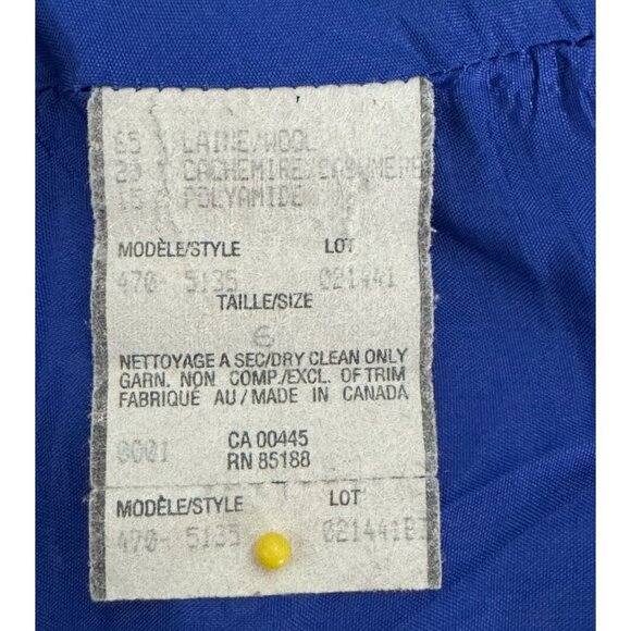 Louben Blue Wool Cashmere Blend Zip Front Jacket Blazer Made in Canada Womens 6 - Picture 7 of 9